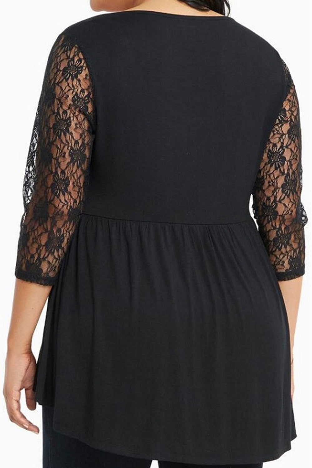 Women Lace Sleeves Plus size Blouse Black