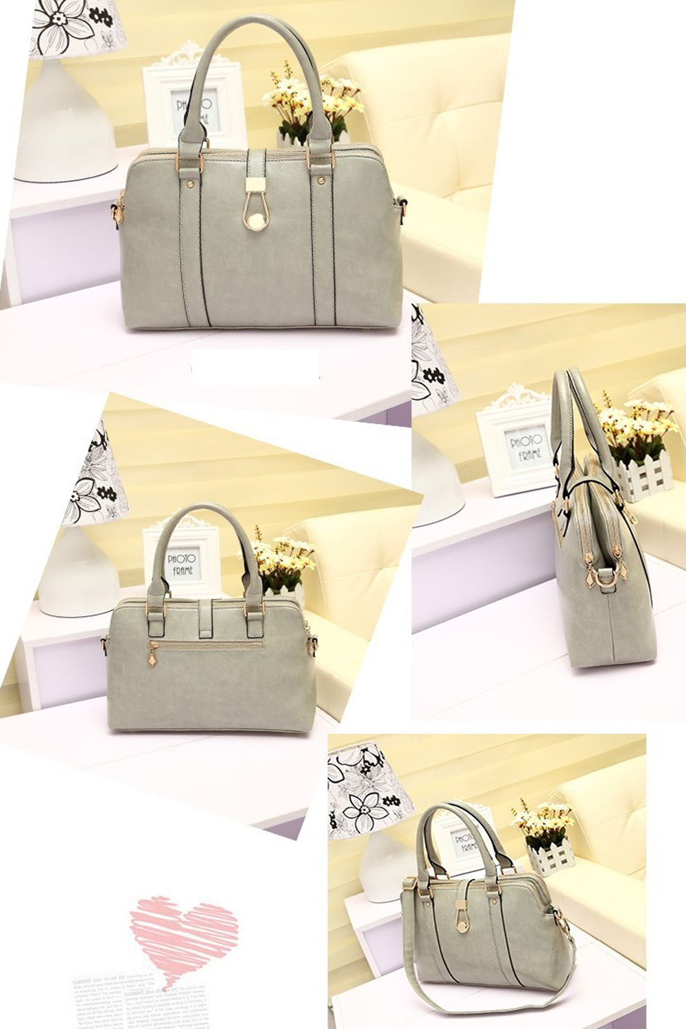 Every Season Stylish Casual Grey Handbag Shoulder Bag