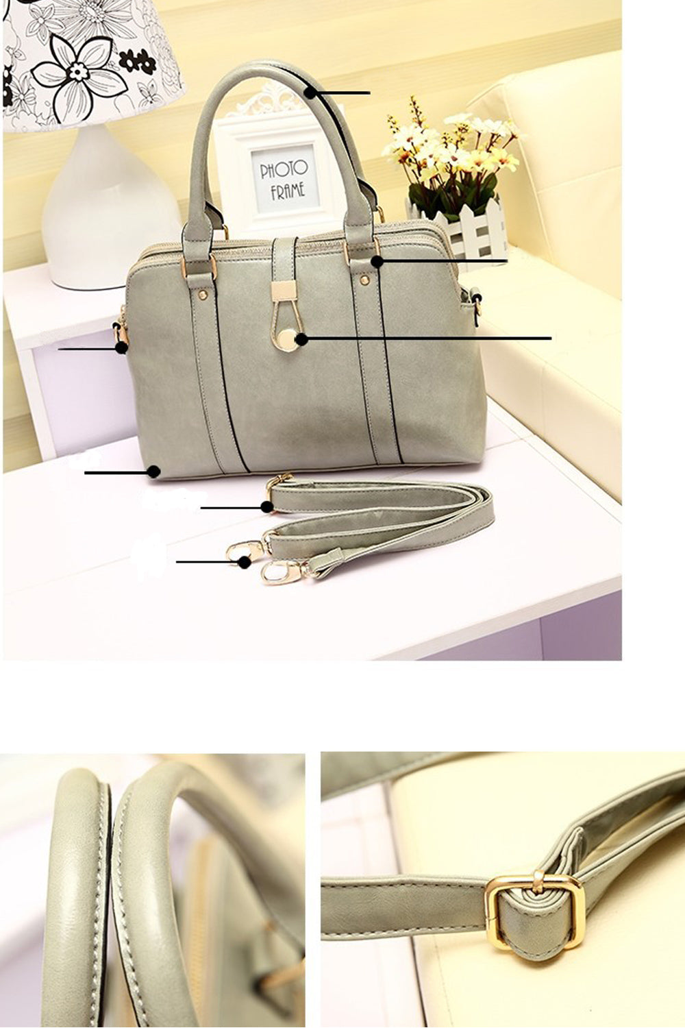 Every Season Stylish Casual Grey Handbag Shoulder Bag