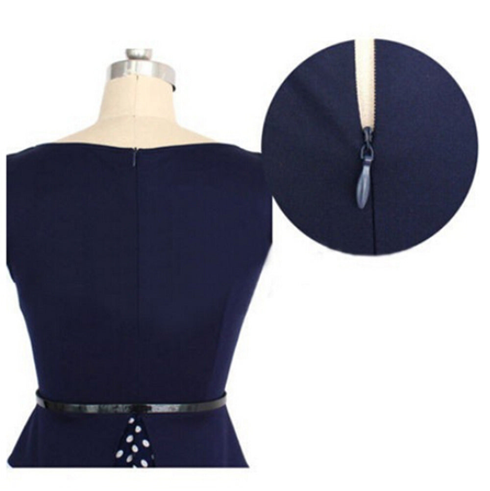 Women's Wave Point Waist Fastening Polka Dots Bottom Dress