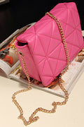 Women's Premium Look Diagonal Pattern Pink Quilted With Golden Metal Chain