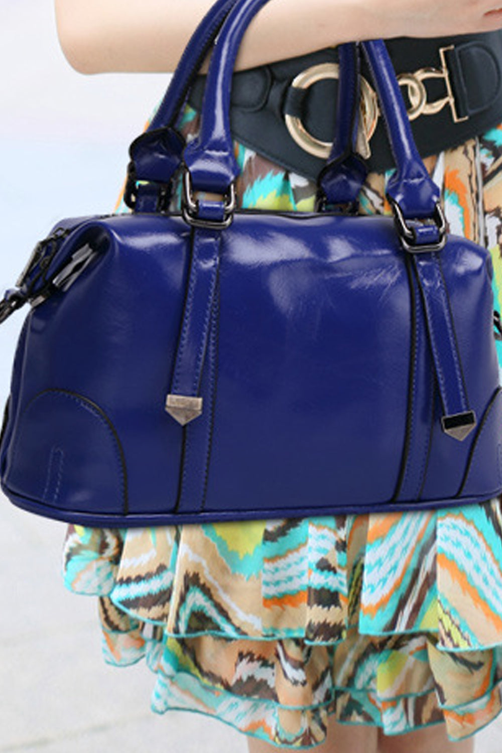 Retro Shiny  Look Blue Casual Handbag Shoulder Bag