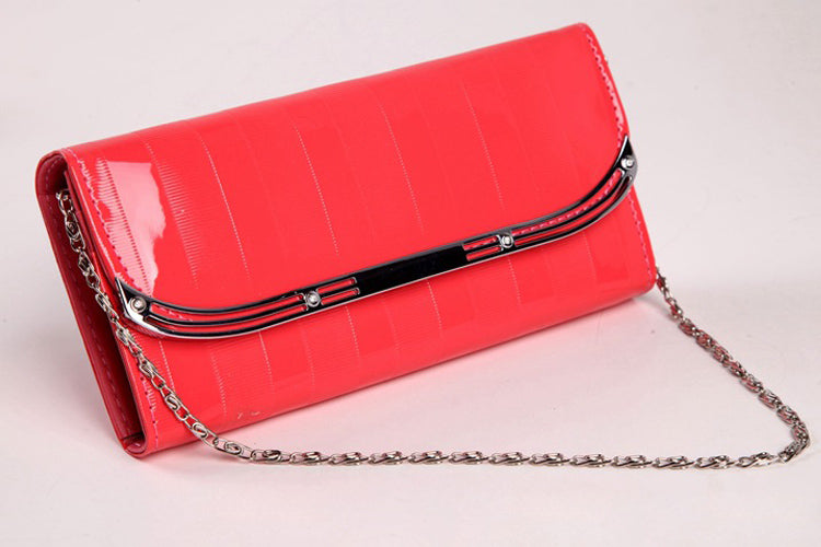 Women's New Patent Leather Fire Orange Wallets
