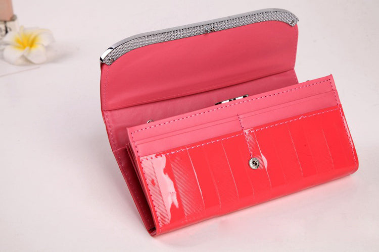 Women's New Patent Leather Fire Orange Wallets