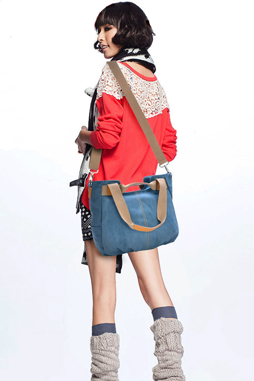 Women Canvas Blue Shoulder Handbags