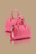 Women's Crocodile Patent Leather Evening Handbags Pink