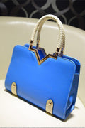Women's Fashion Handbags with Metal Frame Blue