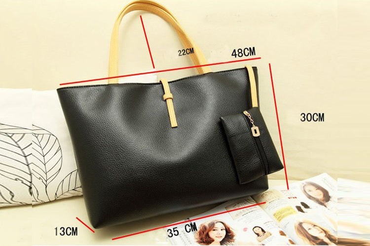Decent Look Black Hand Bag With Small Purse