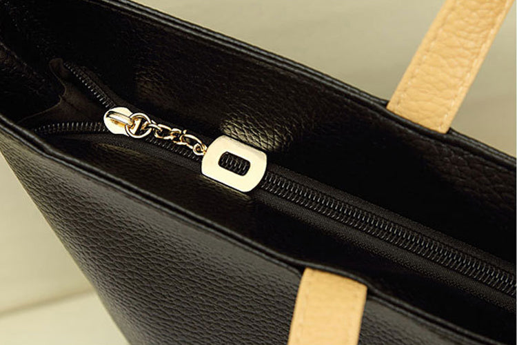 Decent Look Black Hand Bag With Small Purse