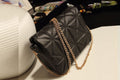 Women's Premium Look Diagonal Pattern Black Quilted With Golden Metal Chain