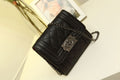 Women's Quilted Retro Look Black Shoulder Bag With Metal Chain And Double Loop Buckle