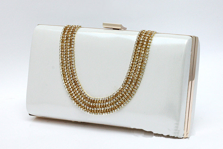 Women's Decent Look Rhinestone Decorated Clutch Handbags Silver