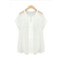Women Loose Lace Decorated Sleeves Shirt White