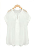Women Loose Lace Decorated Sleeves Shirt White