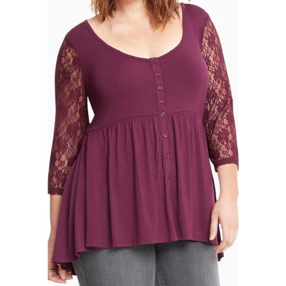 Women Lace Sleeves Plus size Blouse