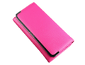 Women's Texture Surface Hand Clutch Wallet With Metal Frame Rose Red
