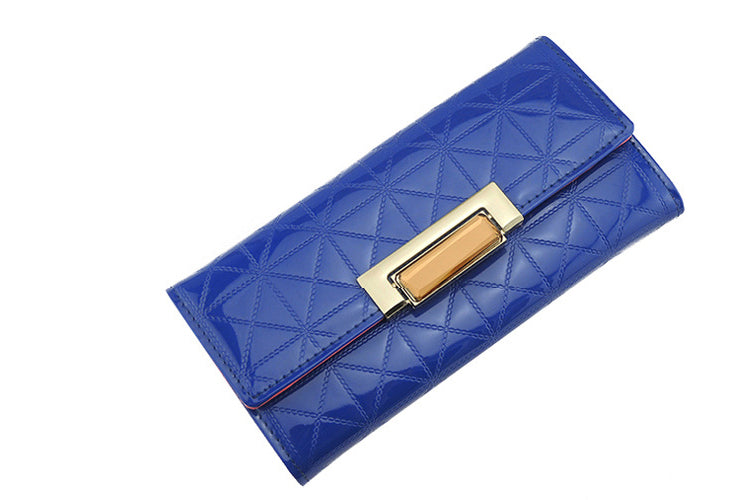 Women's Quilted PU Leather Women Blue Handbag