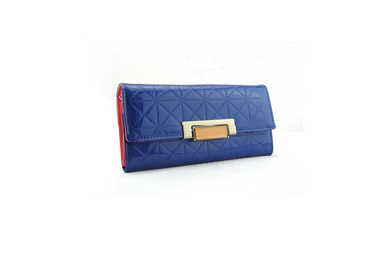 Women's Quilted PU Leather Women Blue Handbag