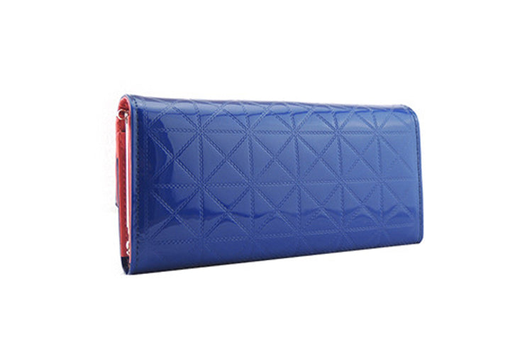 Women's Quilted PU Leather Women Blue Handbag