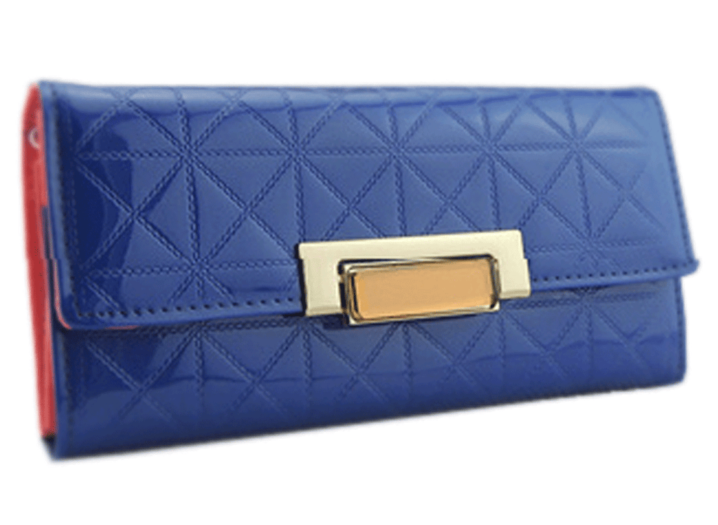 Women's Quilted PU Leather Women Blue Handbag