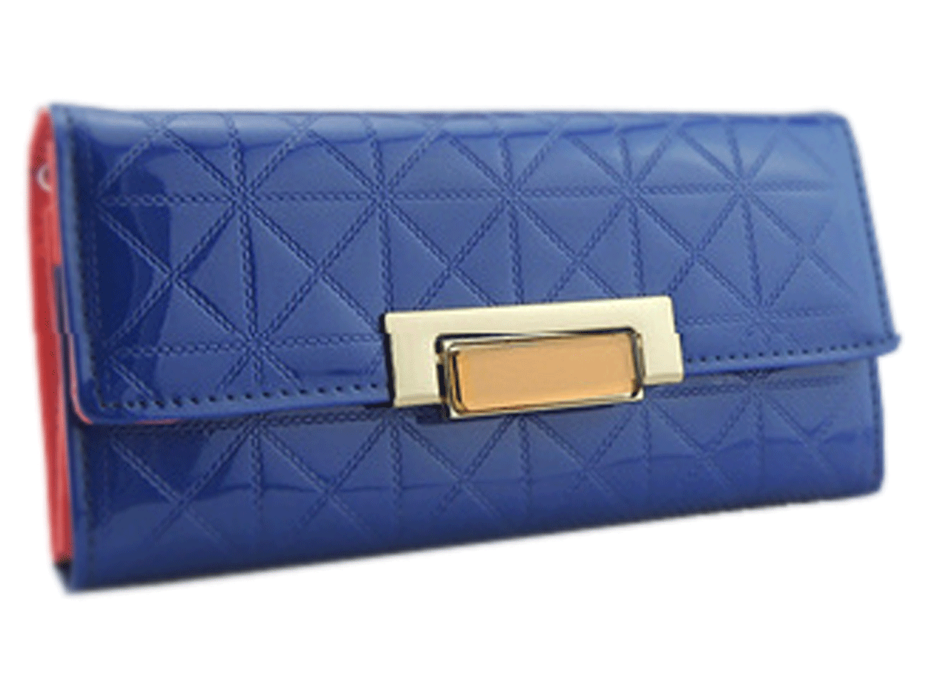 Women's Quilted PU Leather Women Blue Handbag
