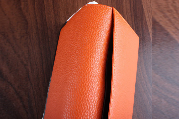 Women's Texture Surface Hand Clutch Wallet With Metal Frame Orange