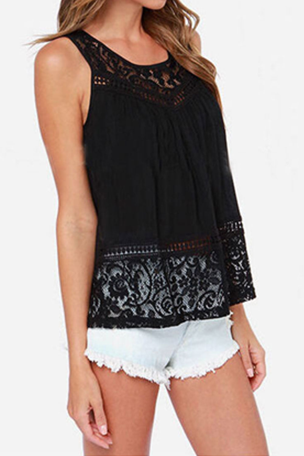 Women Stylish Lace Top With Back Slit