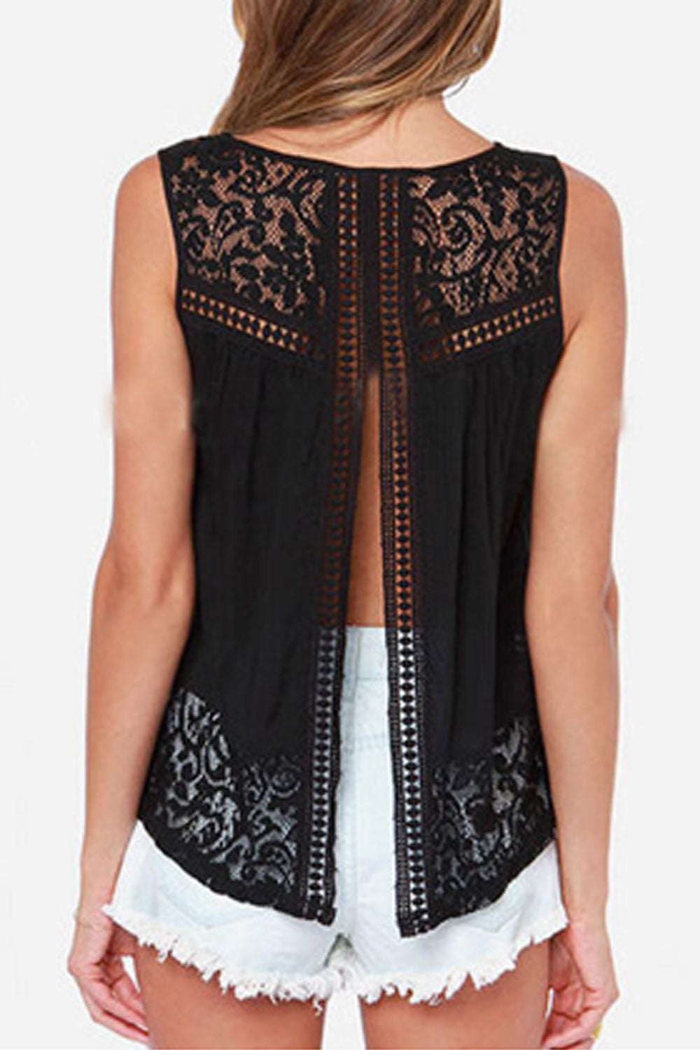 Women Stylish Lace Top With Back Slit