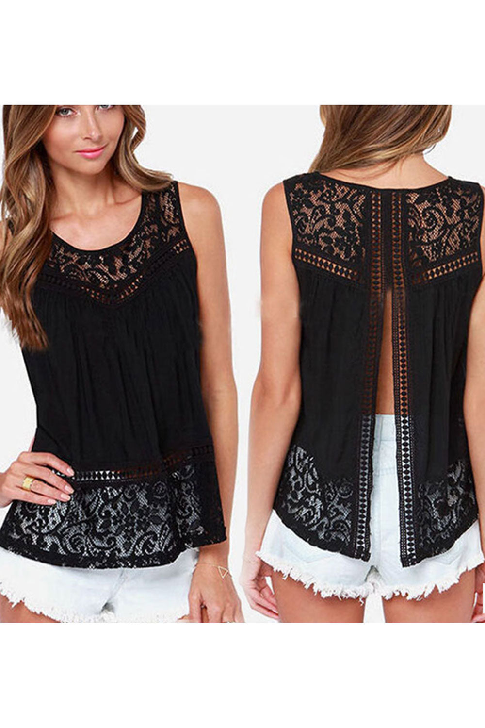 Women Stylish Lace Top With Back Slit