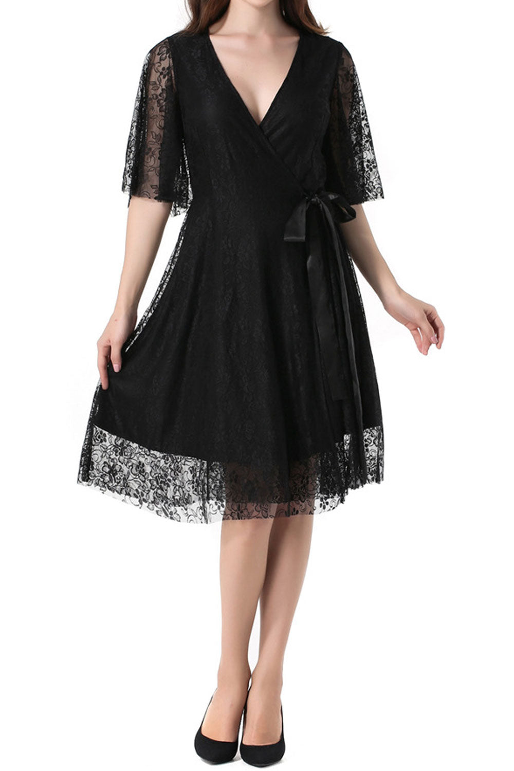 Women Lace V-Neck Short Pretty Dress