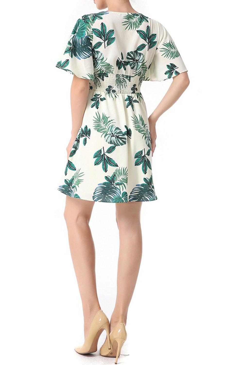 Women Smocked Waist Floral Dress