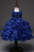Kids Girls Sleeveless Waist Bow Wedding, Party Dress