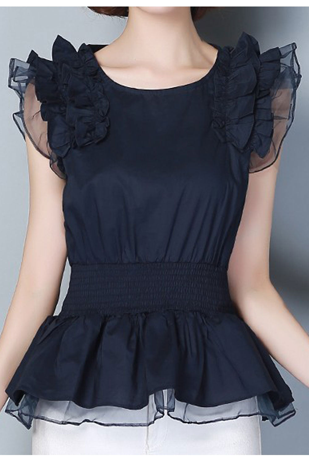 Women Ruffled Sleeve Empire Waist Fashion top