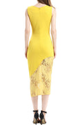 Women Neck Embroided Long Sleeves Bodycon Fit Dress
