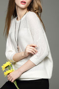 Women Bat Sleeves Hollow Neck Stylish Top