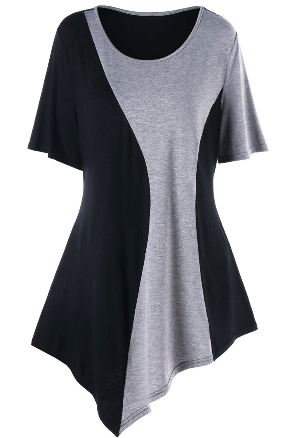 Women Short Sleeve Slanting Hem Top