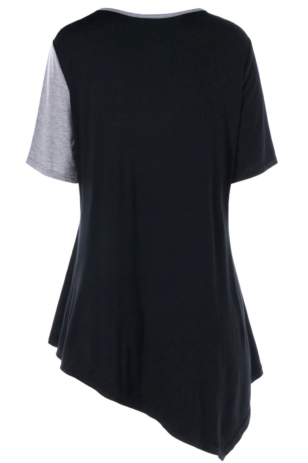 Women Short Sleeve Slanting Hem Top