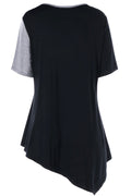 Women Short Sleeve Slanting Hem Top