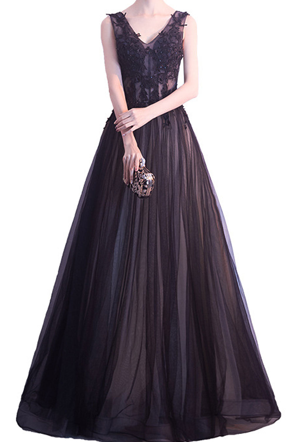 Women V-Neck Sleeveless Long Maxi Party Dress