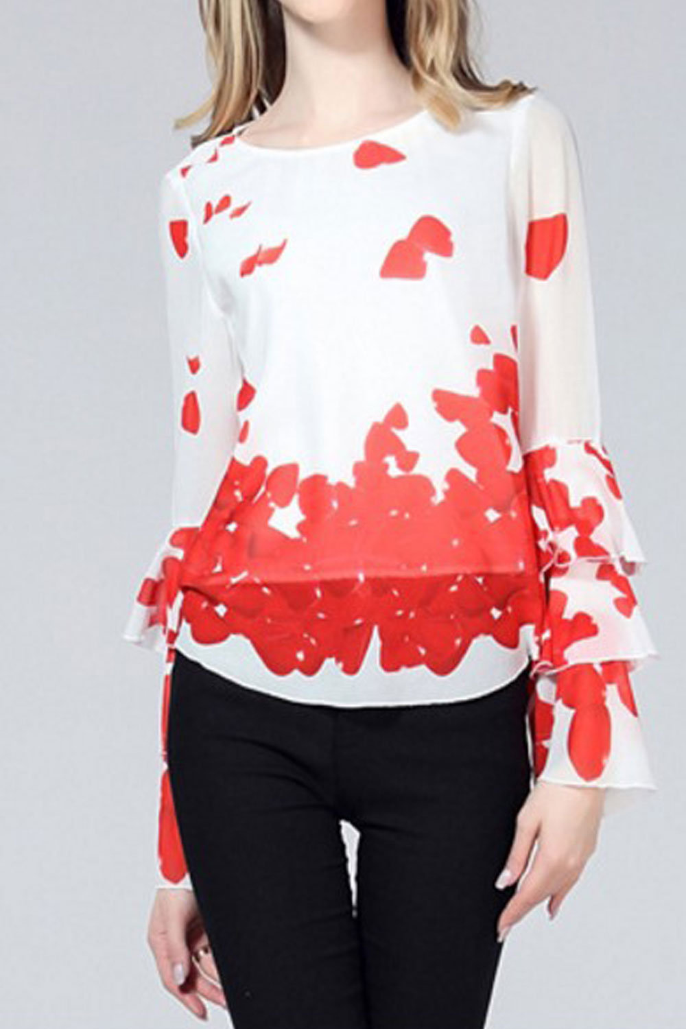 Women Bell Sleeves Short Floral Top