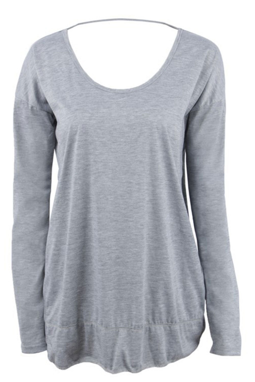 Women Loose Waist Round Neck Long Sleeves Shirt