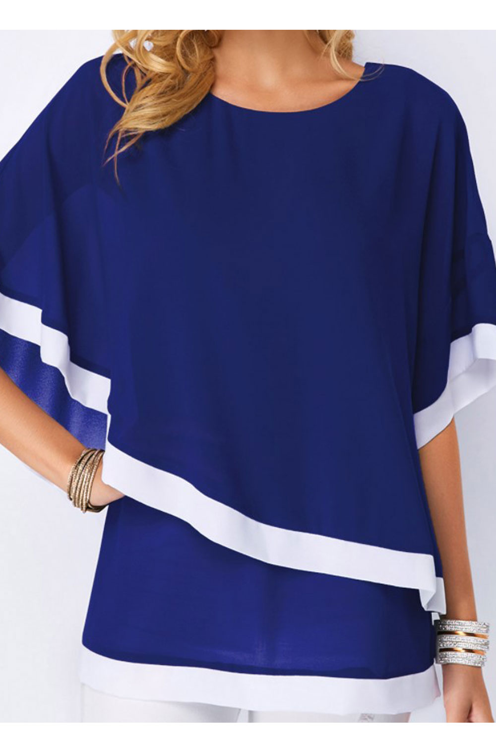 Women Wrap Sleeves Waist Loose Stylish Top