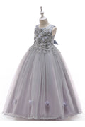 Kids Girls Cute Sleeveless Decorated Ball Gown Dress