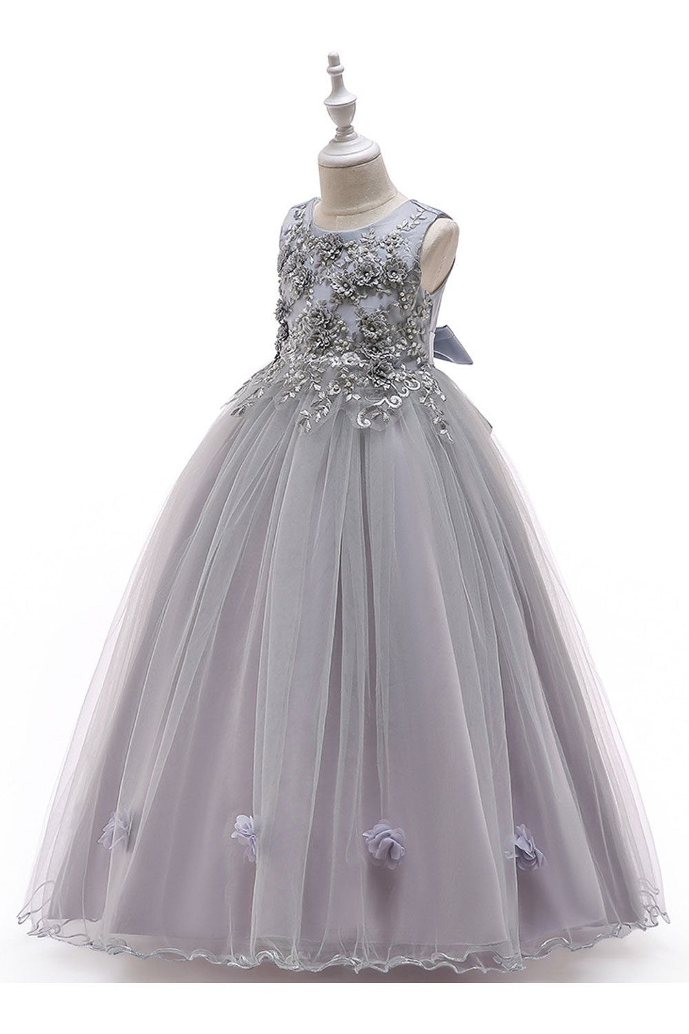 Kids Girls Cute Sleeveless Decorated Ball Gown Dress