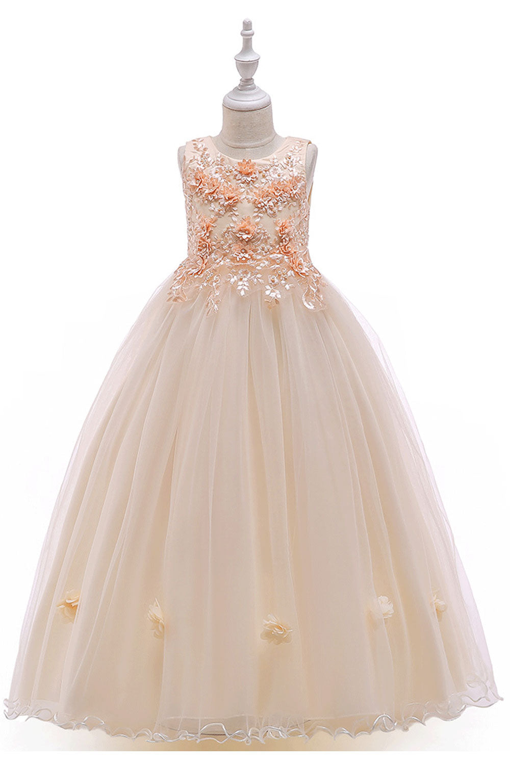 Kids Girls Sleeveless Round Neck Long Pleated Dress