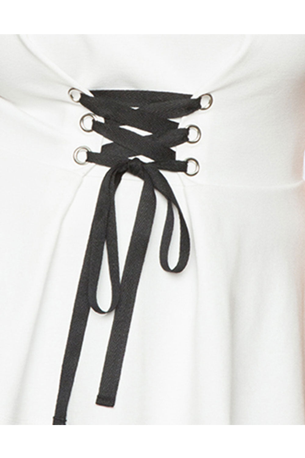 Women Round Neck Strap Waist Solid Top