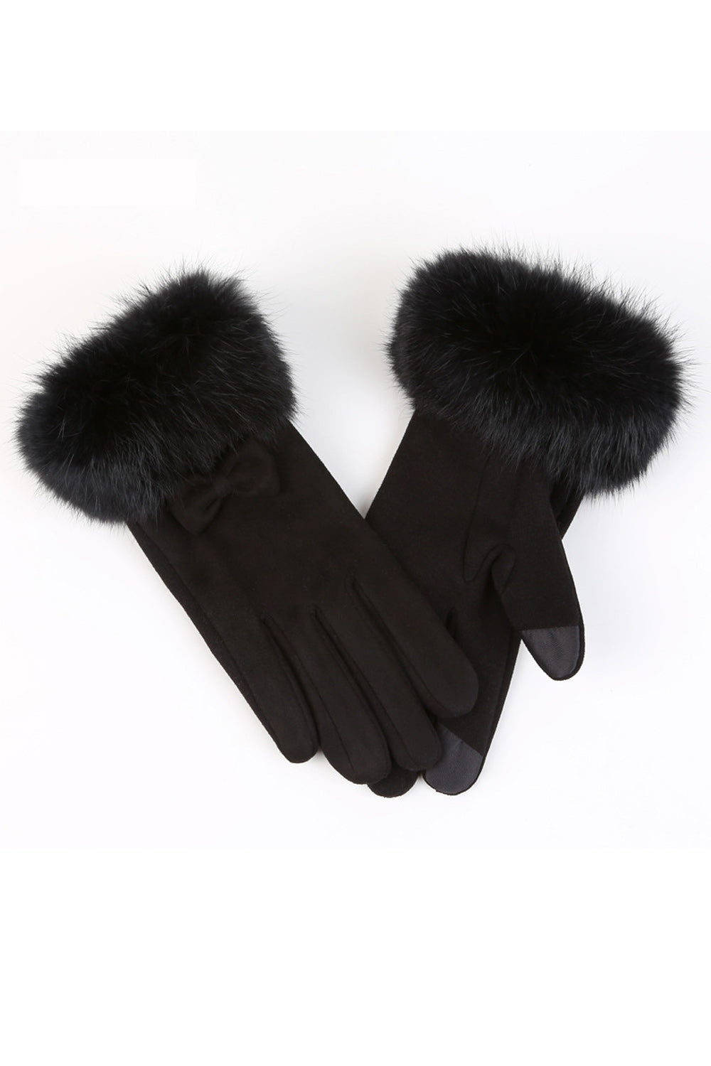 Women Warm Winter Tiny Bow Soft Velvet Party Gloves