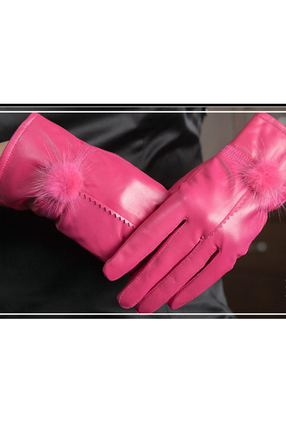 Women Leather Thickening Warm Style Party Winter Gloves