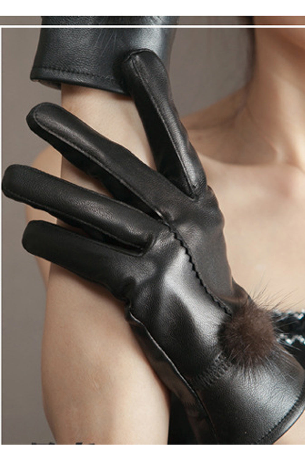 Women Leather Thickening Warm Style Party Winter Gloves
