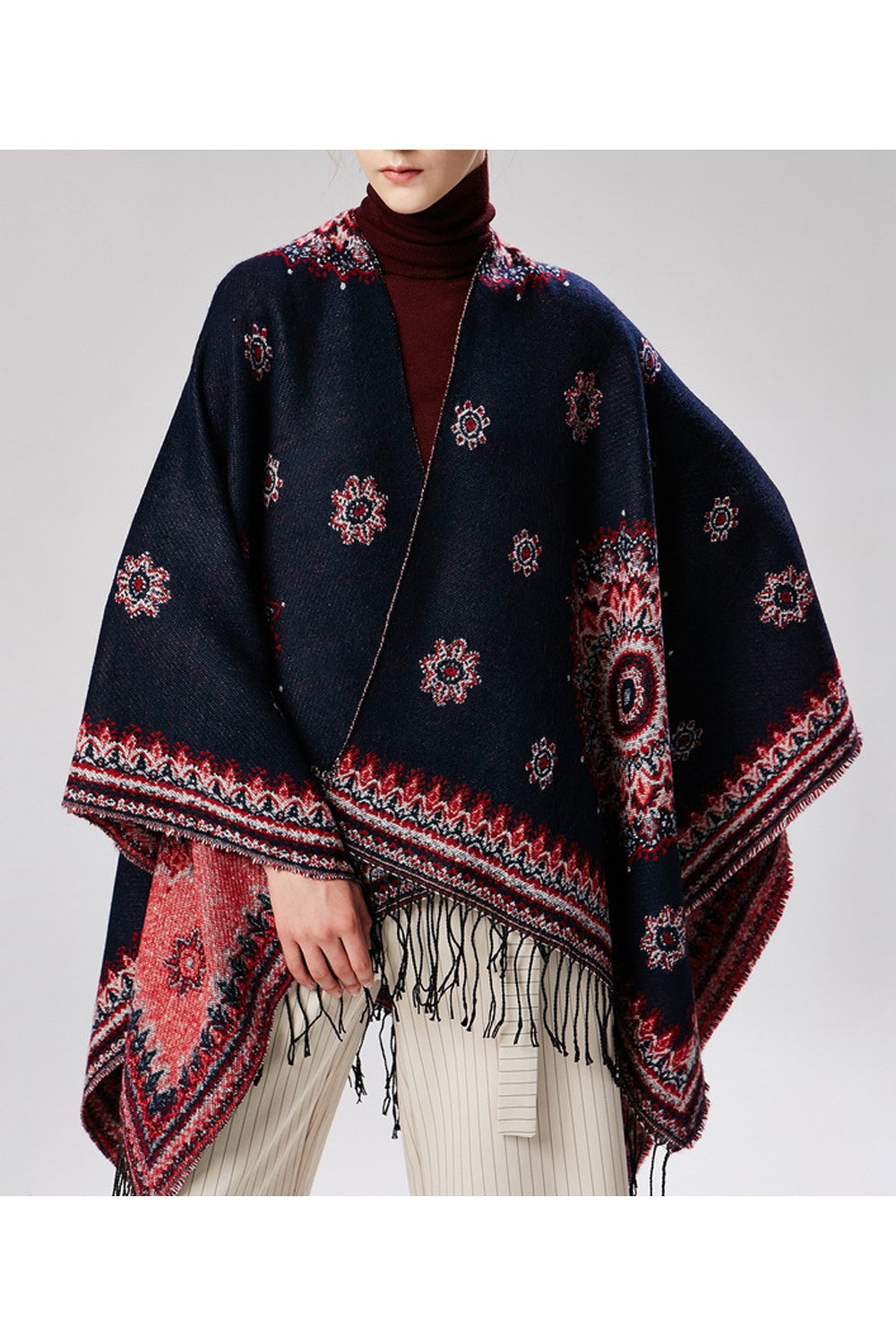 Women Flower Printed Warm Cashmere Shawl